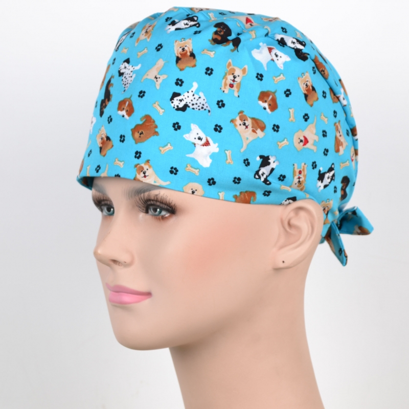 Calot Chirurgien Turquoise avec Chiens