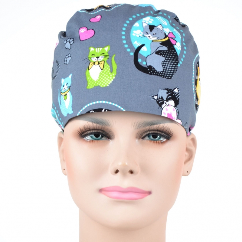 Calot Vétérinaire Gris avec Chats
