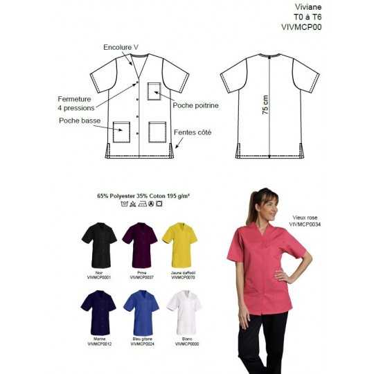 Blouse Medicale Femme à Pressions Viviane Blanc