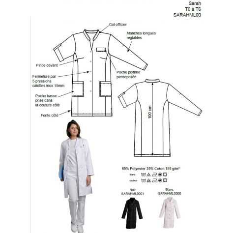 Blouse Femme Medicale Manche Longue Sarah Noir