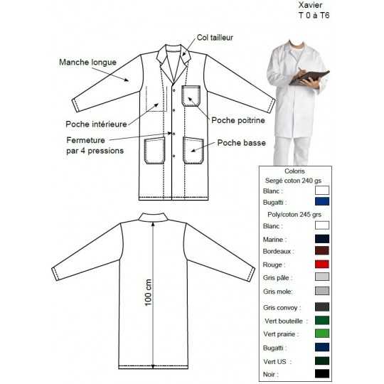 Blouse Blanche De Chimie/collège - En Coton, Manches Longues, Avec Poche Et Boutons, Unisexe Grande Taille