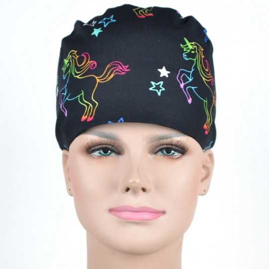 Calot Médical Noir motif Licornes