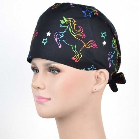 Calot Médical Noir motif Licornes