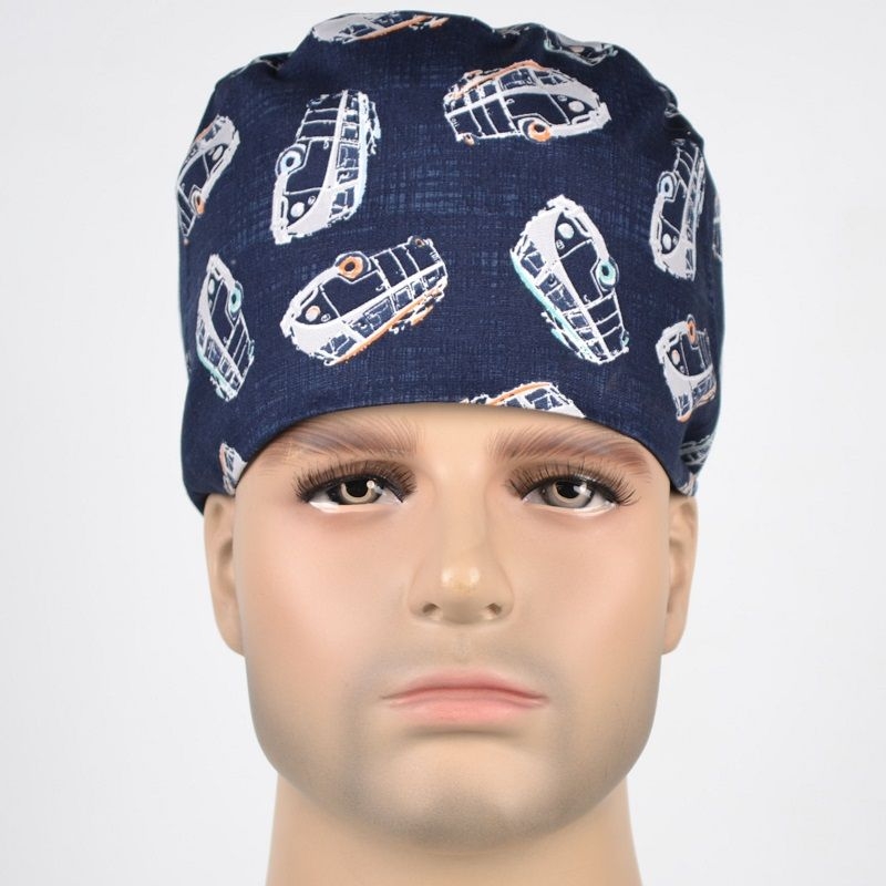 Calot Infirmier Bleu Marine motif Mini Van
