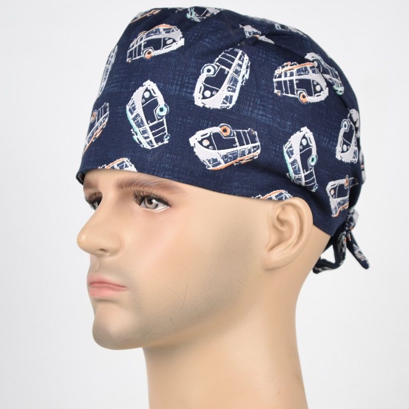 Calot Infirmier Bleu Marine motif Mini Van