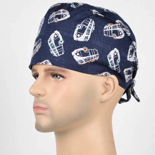 Calot Infirmier Bleu Marine motif Mini Van