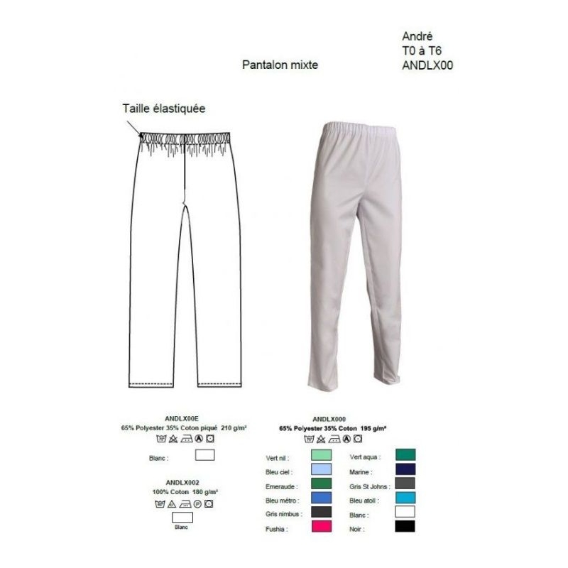 Pantalon Médical Unisexe Blanc André