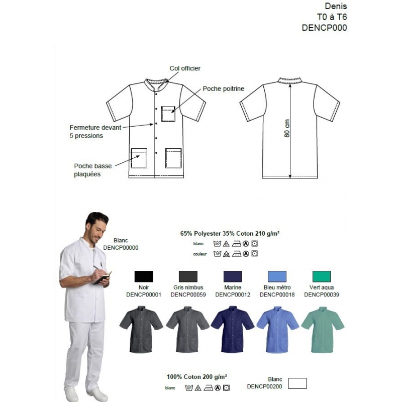 Blouse Médicale Homme Denis pour Dentiste Kiné Blanc