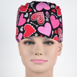Calot Infirmière Noir avec Coeurs
