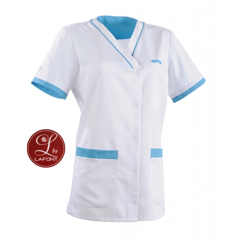 Tunique Medicale Lafont Clemix 2.0 Femme ALEXANDRA Blanc Turquoise