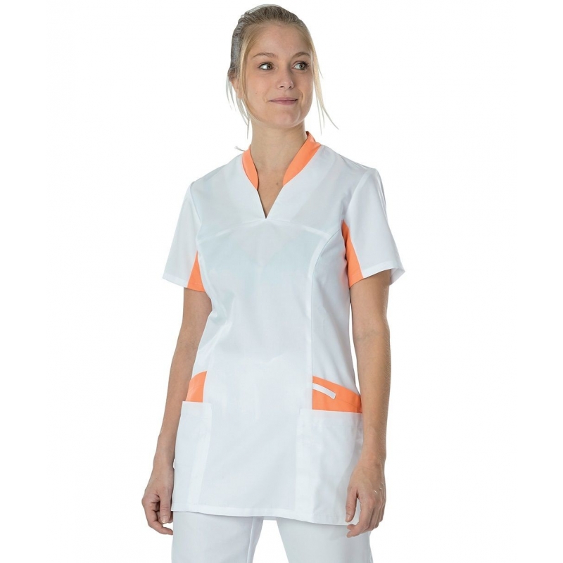 Tunique Medicale Lafont Clemix 2.0 Femme LAURA Blanc Abricot