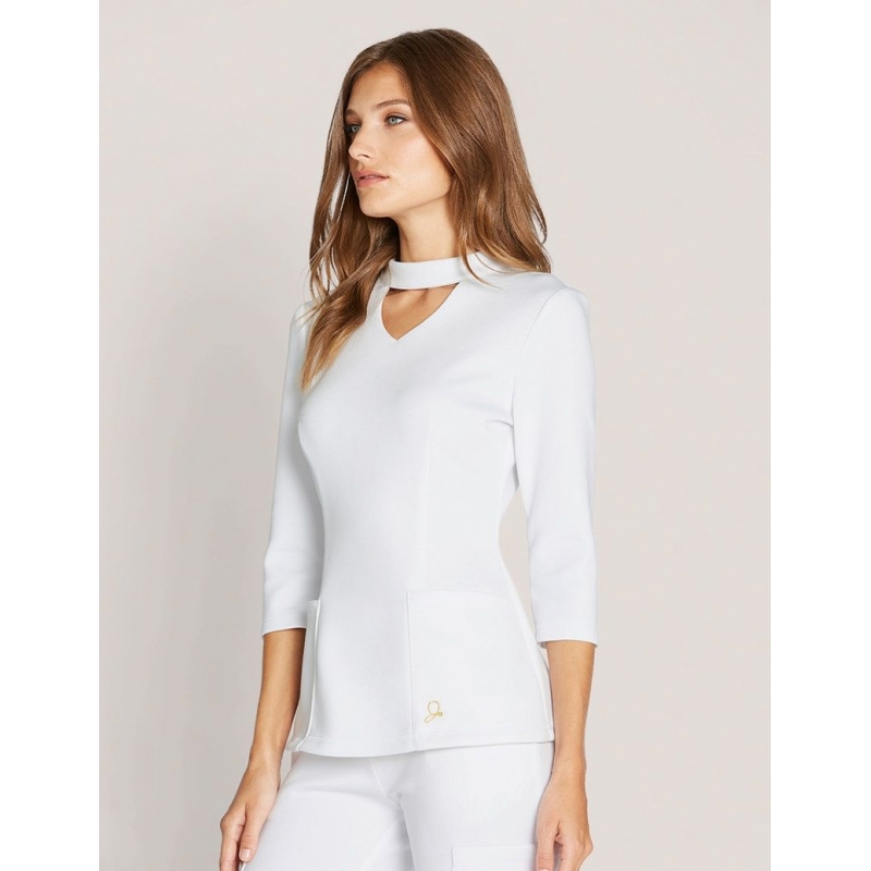 Tunique Jaanuu "Mock Neck Top" Blanc Collection Ponte