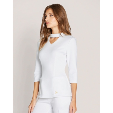 Tunique Jaanuu "Mock Neck Top" Blanc Collection Ponte