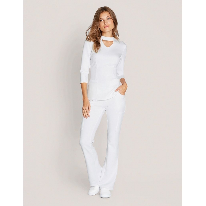 Tunique Jaanuu "Mock Neck Top" Blanc Collection Ponte