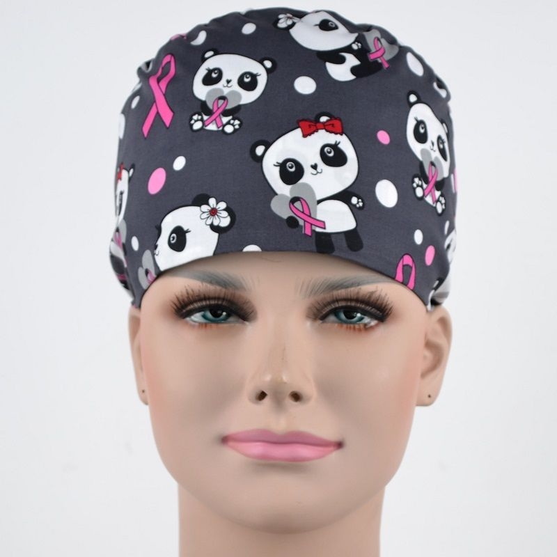 Calot Vétérinaire Gris motifs Panda et Rubans