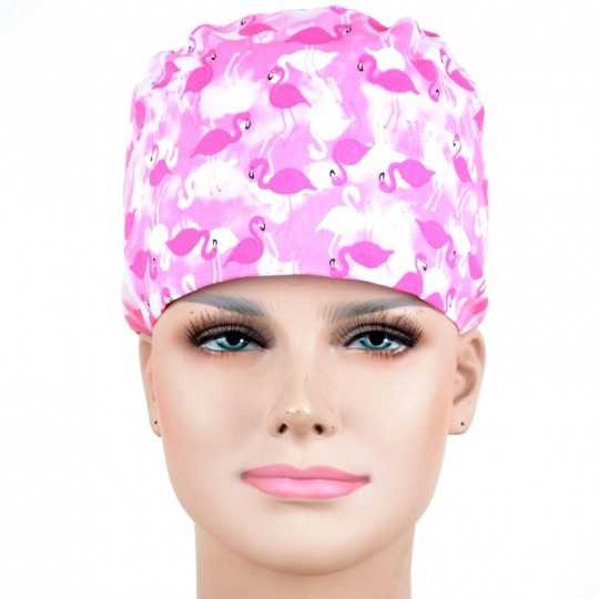 Calot Infirmière motif Flamants Rose