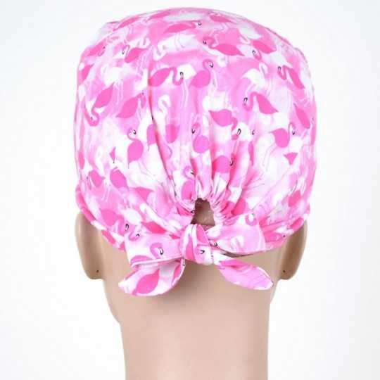 Calot Infirmière motif Flamants Rose