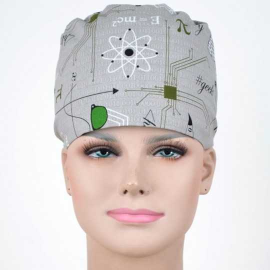 Calot Infirmière Beige motif Science