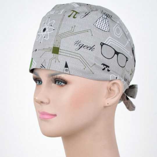 Calot Infirmière Beige motif Science