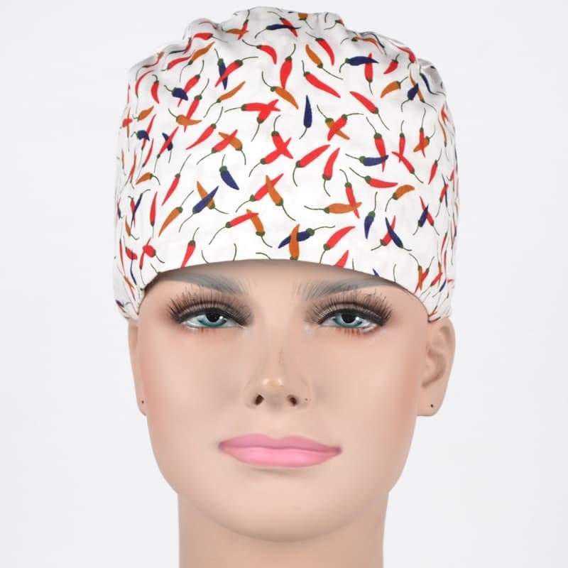 Calot Chirurgical Blanc motifs Piments