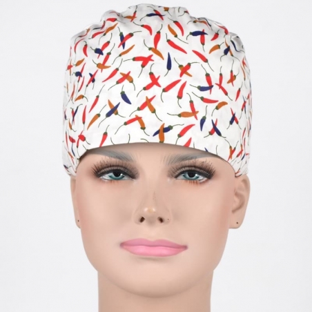 Calot Chirurgical Blanc motifs Piments