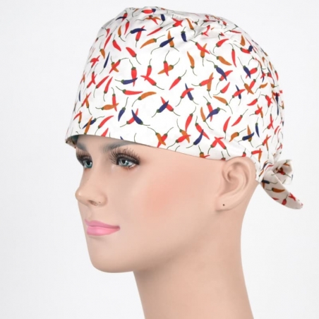 Calot Chirurgical Blanc motifs Piments