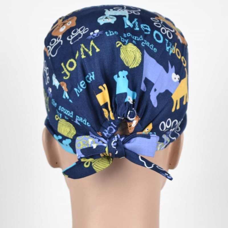 Calot Chirurgical Bleu Marine motif Chiens et Chats