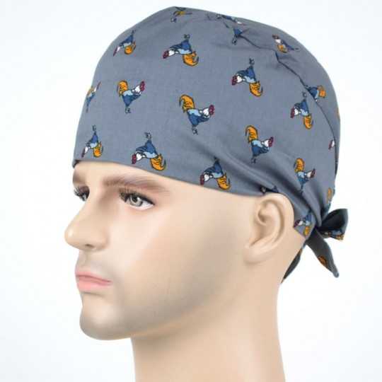 Calot Médical Gris Anthracite motifs Coqs