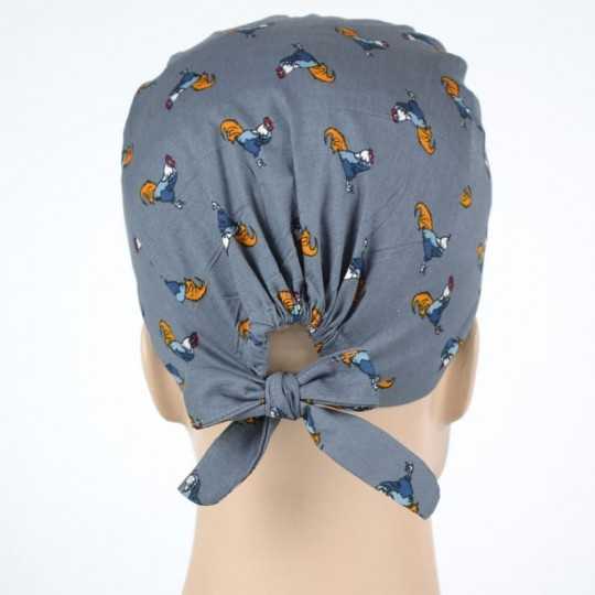 Calot Médical Gris Anthracite motifs Coqs