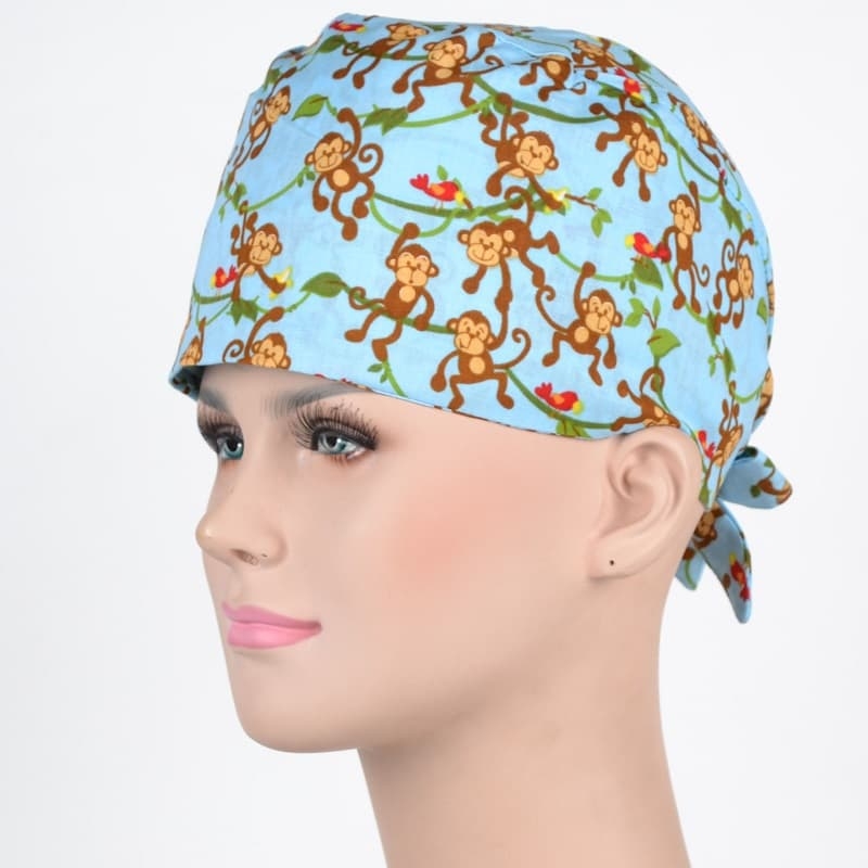 Calot Médical Bleu motif Singes