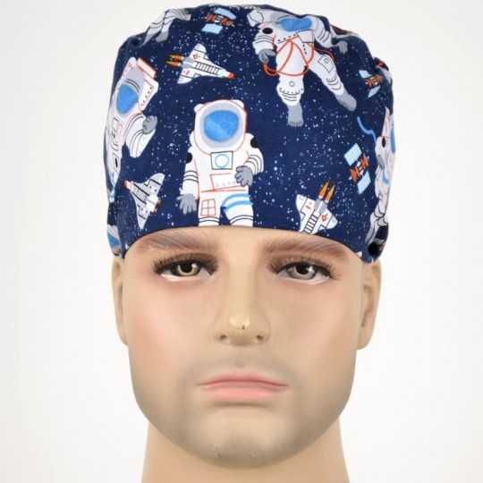 Calot Opératoire Noir motif Astronautes