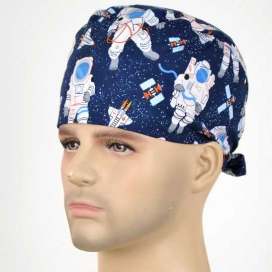 Calot Opératoire Noir motif Astronautes