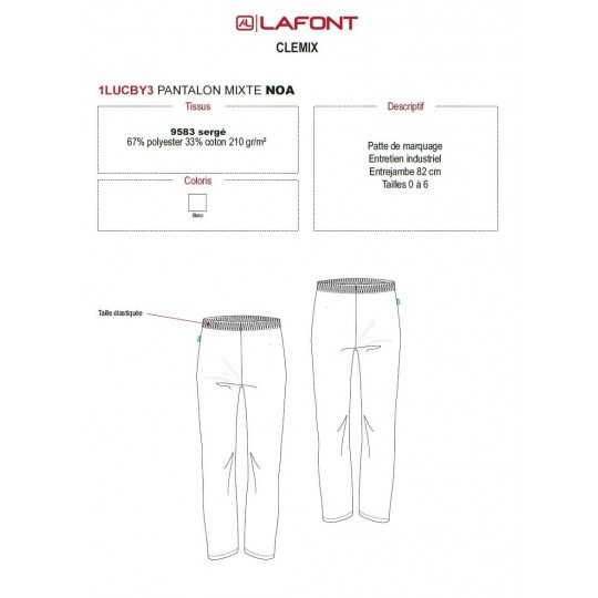 Pantalon Medical Unisexe Polycoton Lafont Noa Blanc