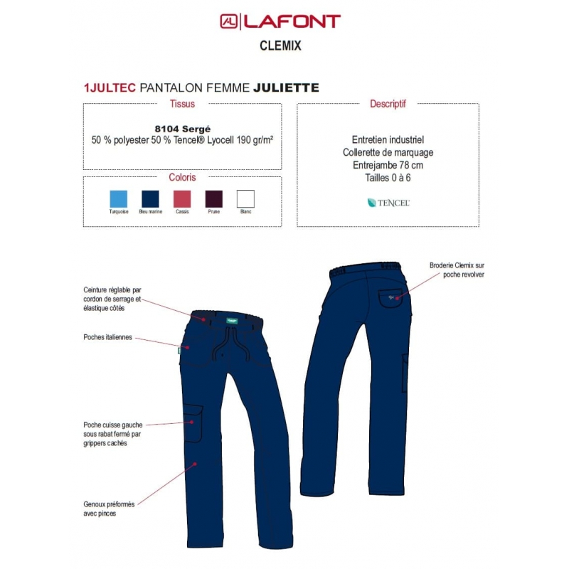 Pantalon Medical Lafont Femme JULIETTE Marine