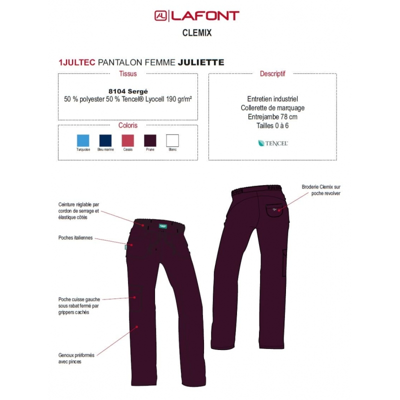 Pantalon Medical Lafont Femme JULIETTE Prune