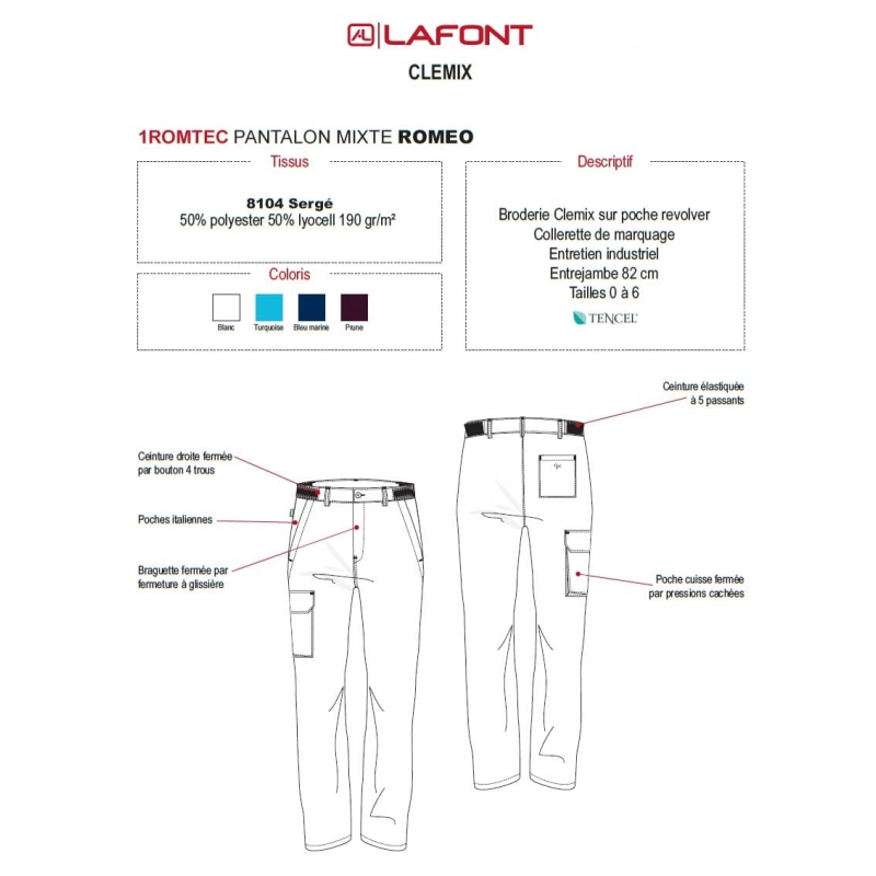 Pantalon Medical Lafont Clemix 2.0 Homme ROMEO Blanc