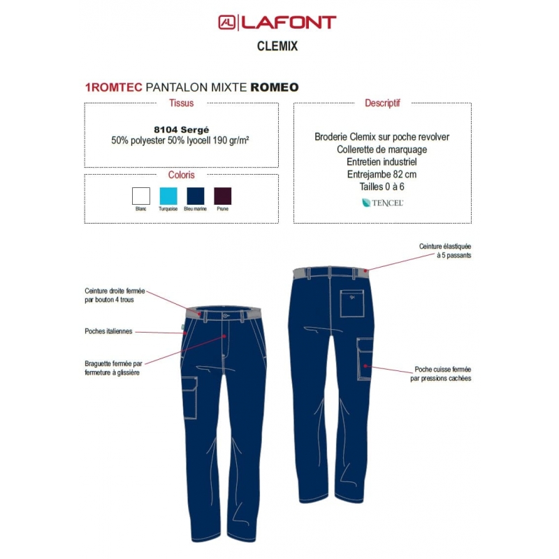 Pantalon Medical Lafont Clemix 2.0 Homme ROMEO Bleu Marine