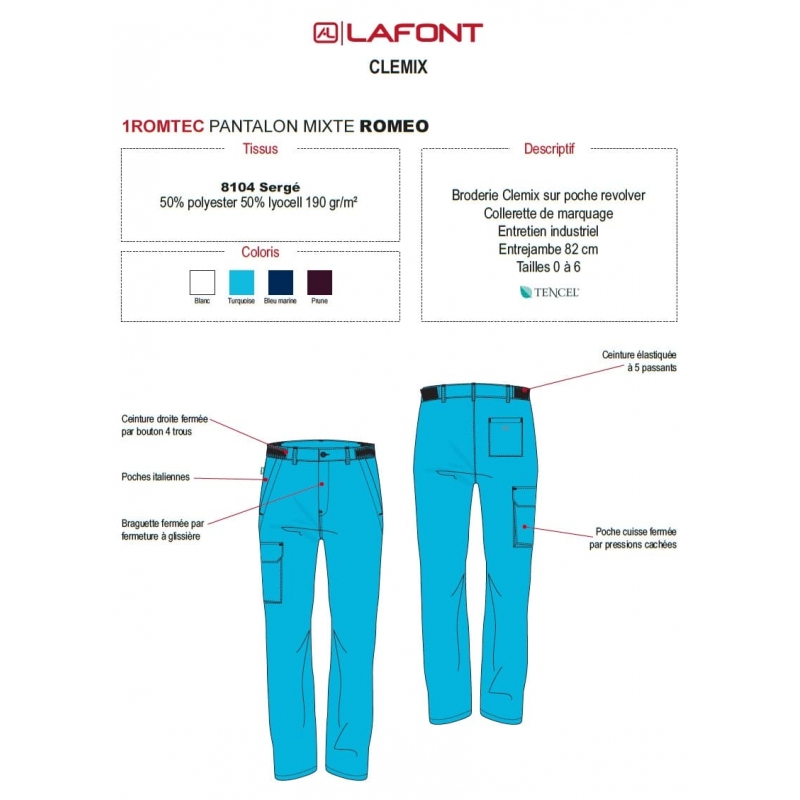 Pantalon Medical Lafont Clemix 2.0 Homme ROMEO Turquoise
