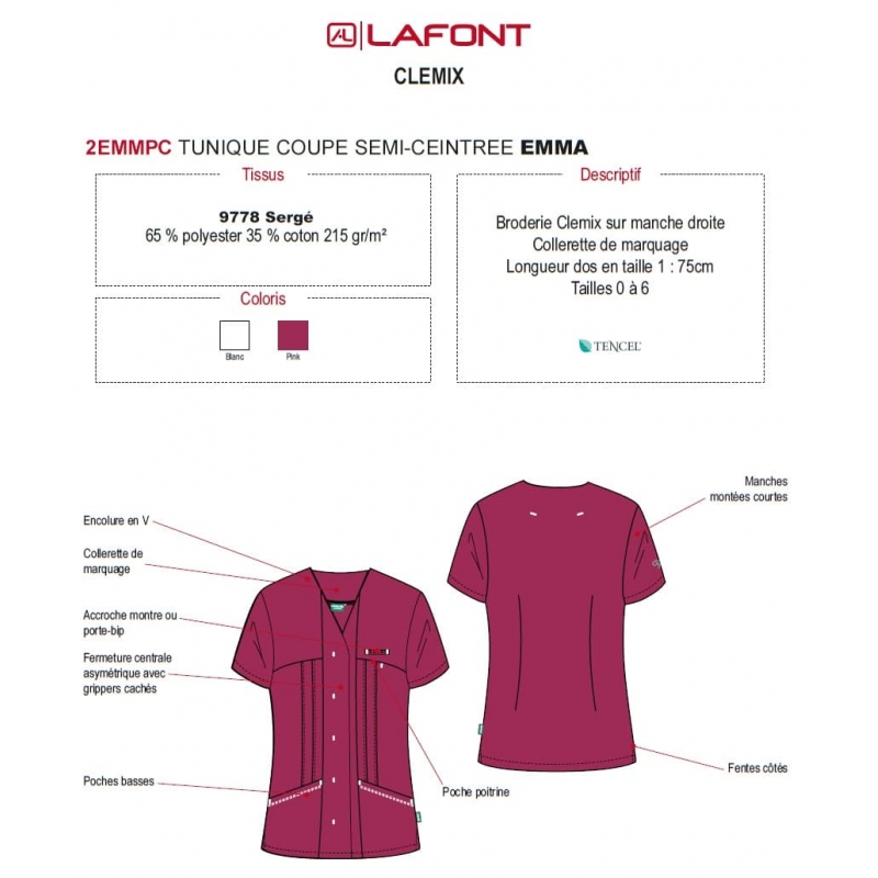 Tunique Medicale Lafont Clemix 2.0 Femme EMMA Prune
