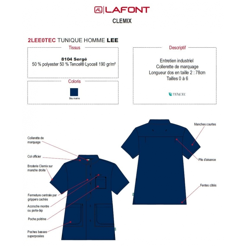 Tunique Lafont Clemix 2.0 Homme LEE Marine