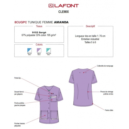 Blouse Médicale Courte Femme Lafont Amanda Rose Pâle