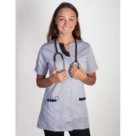 Blouse Medicale LILA Manches Courtes Gris Clair
