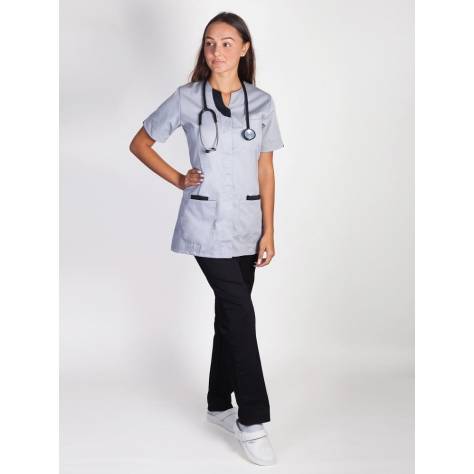 Blouse Medicale LILA Manches Courtes Gris Clair