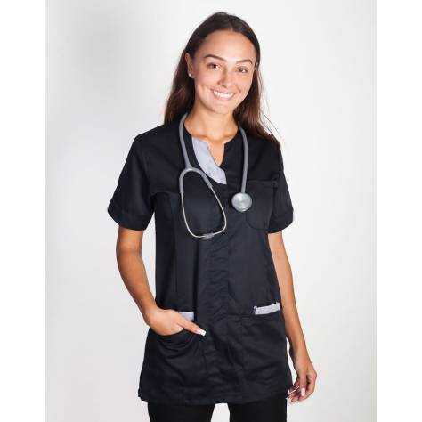 Blouse Medicale LILA Manches Courtes Noir