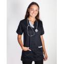 Blouse Medicale LILA Manches Courtes Noir