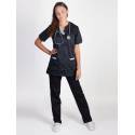 Blouse Medicale LILA Manches Courtes Noir