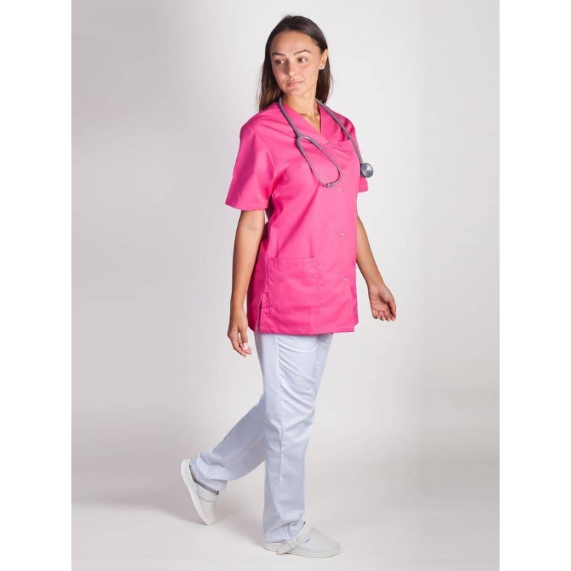 Blouse Medicale Femme à Pressions Viviane Fushia