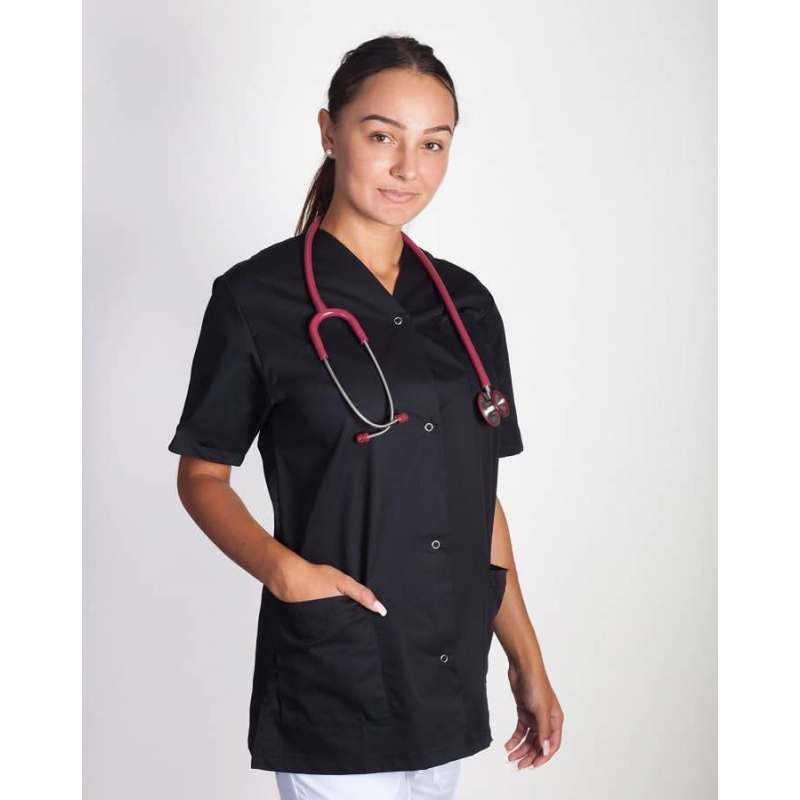 Blouse Medicale Femme à Pressions Viviane Noir