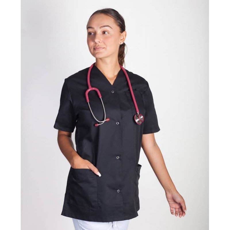 Blouse Medicale Femme à Pressions Viviane Noir