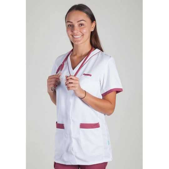 Tunique Medicale Lafont Clemix 2.0 Femme ALEXANDRA Blanc Cassis